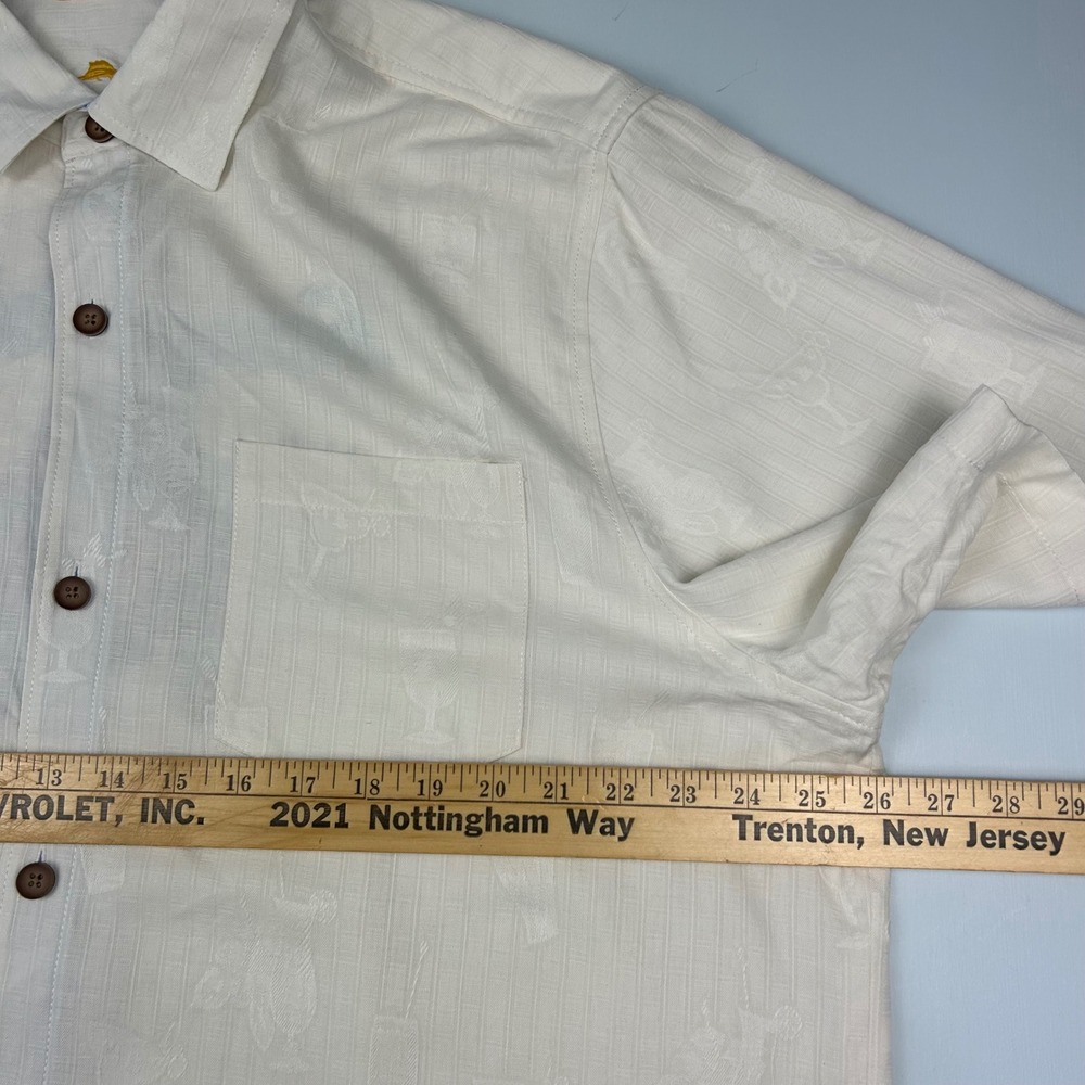 Tommy Bahama Mens XL Hard Choices Cocktail Embroidered Silk Blend Camp Shirt - Picture 7 of 10